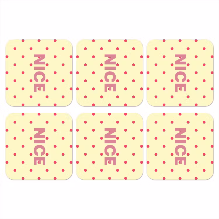 Nice - Stippen - Roze - Geel onderzetter kurk middel -3d