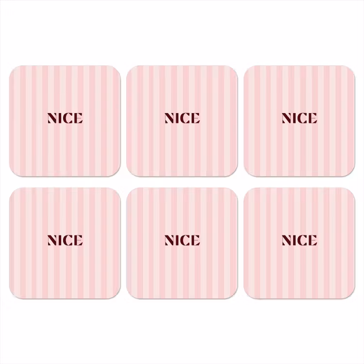 Nice - Strepen - Roze onderzetter kurk middel -3d