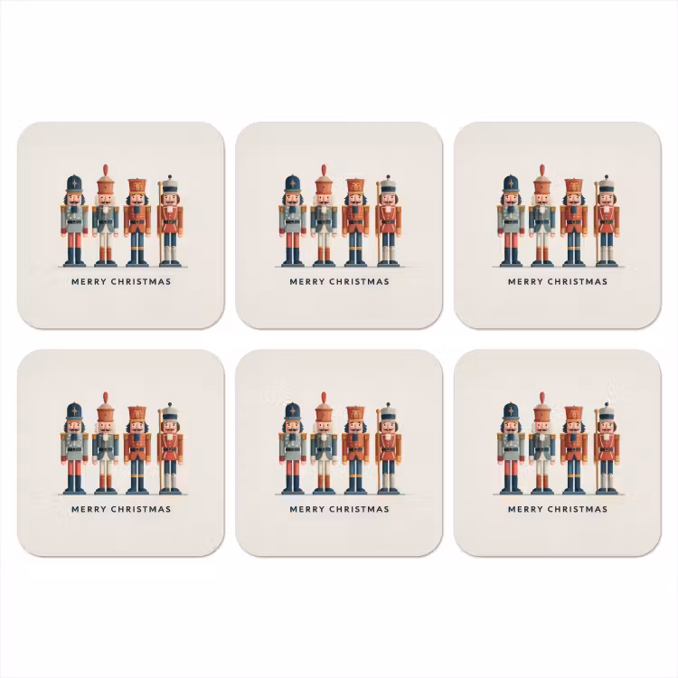 Notenkrakers - Minimalistisch - Kerst - Beige onderzetter kurk middel -3d