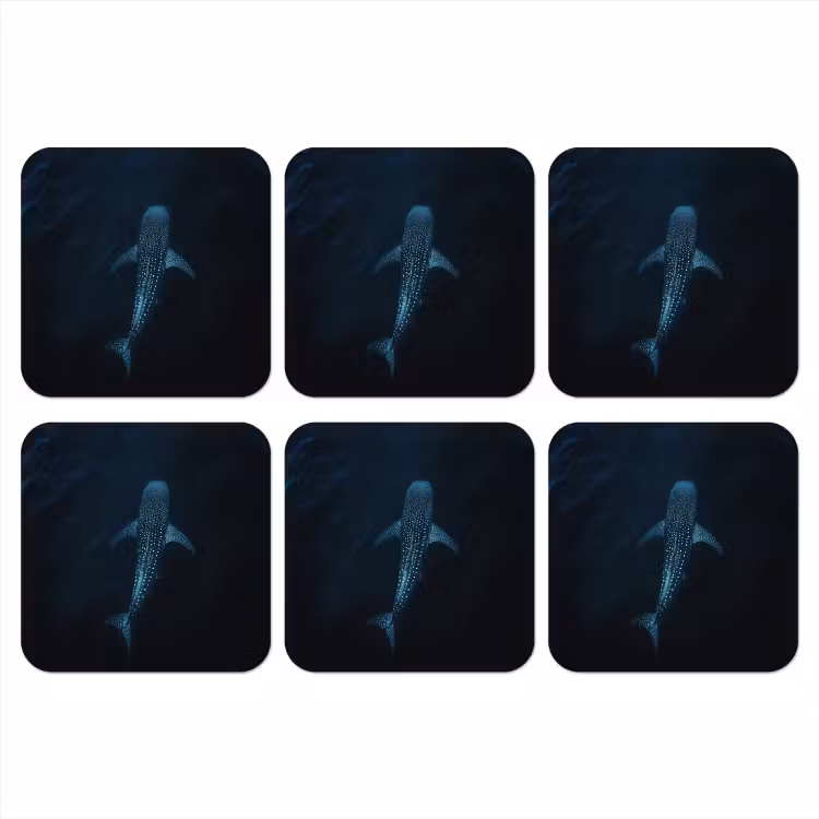Oceaan - Walvishaai - Donkerblauw - Vlekken onderzetter kurk middel -3d