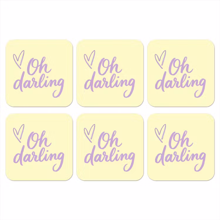 Oh darling - Geel - Hart onderzetter kurk middel -3d