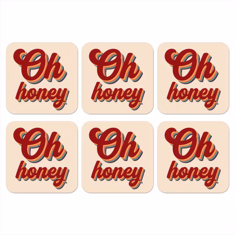 Oh honey - Rood - Schaduw onderzetter kurk middel -3d