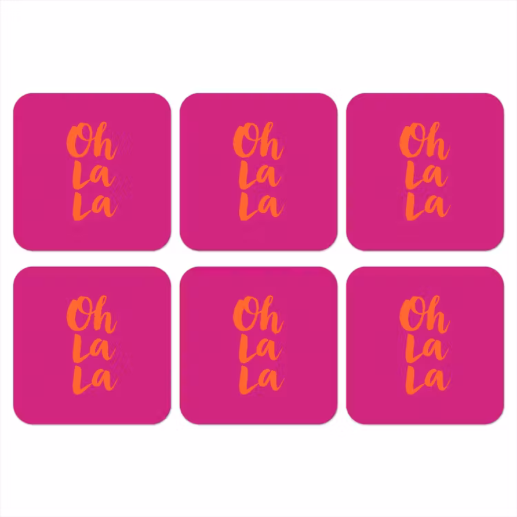 Oh la la - Roze - Oranje - Minimalistisch onderzetter kurk middel -3d