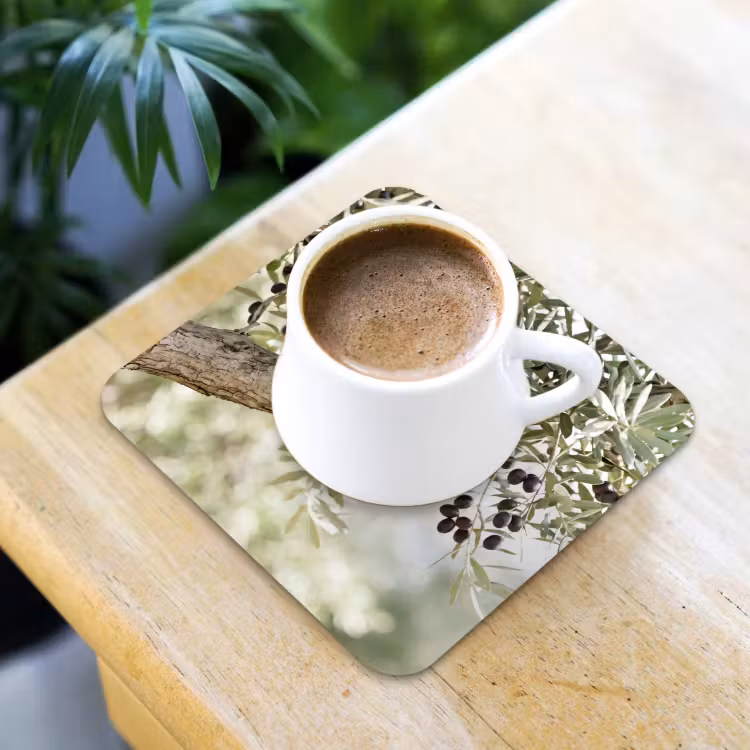 Coaster - Olive tree - branch - green - Olijfboom - tak - groen onderzetter kurk middel