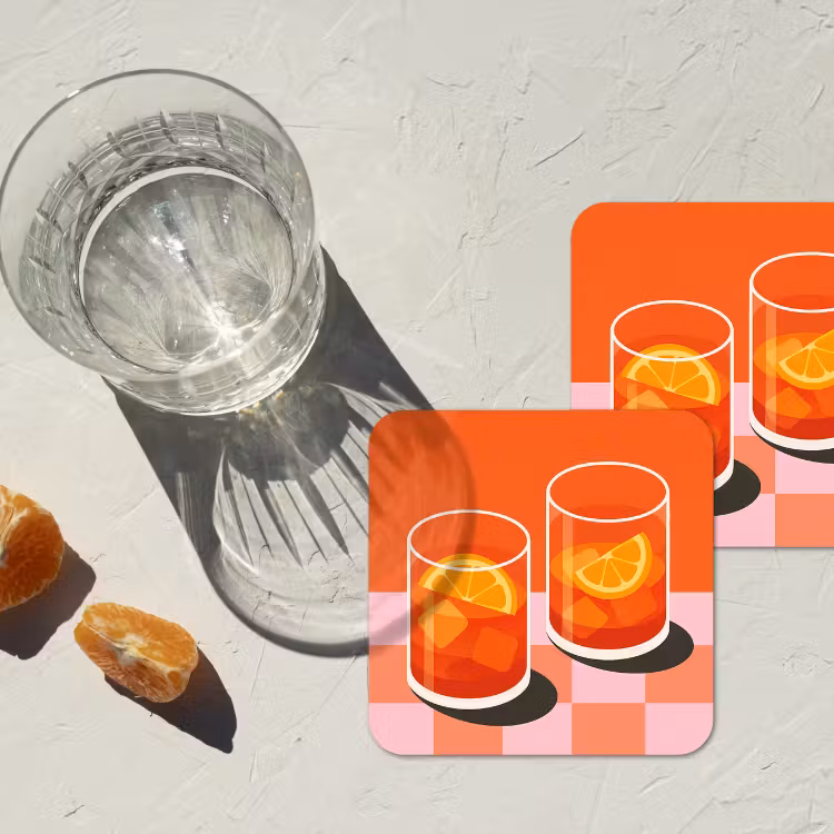Sinaasappel - Glazen - Oranje onderzetter kurk middel -sfeer4