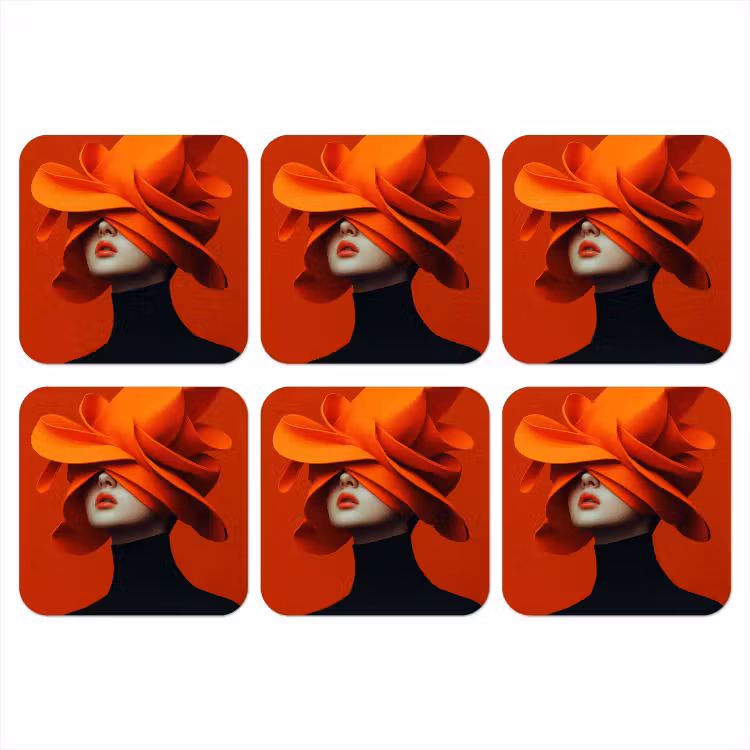 Oranje - Hoed - Vrouw onderzetter kurk middel -3d