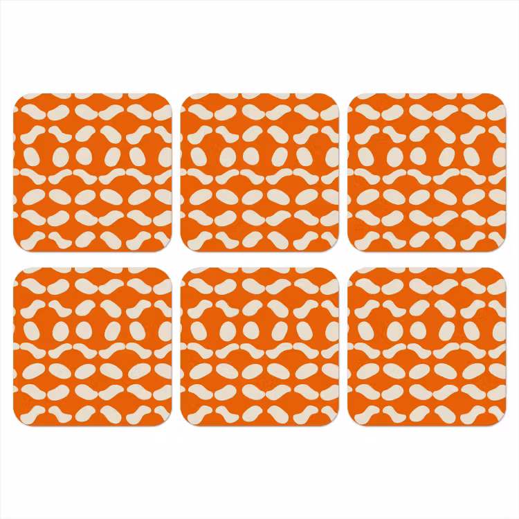 Oranje - Organische vormen - Wit onderzetter kurk middel 366 -3d