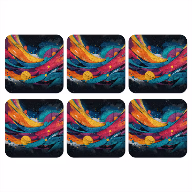 Banen - Golven - Kleurrijk - Abstract onderzetter kurk middel -3d
