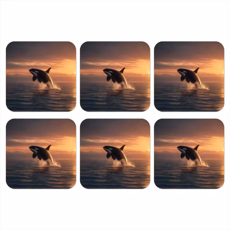 Orka - Zee - Zonsondergang onderzetter kurk middel -3d