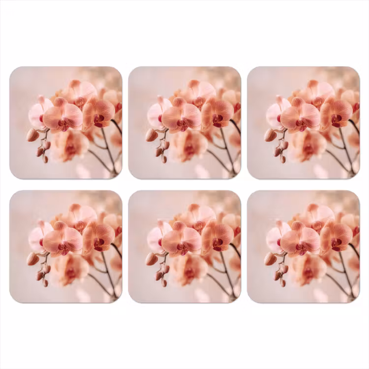 Orchidee - Bloemen - Roze - Bloemblaadjes onderzetter kurk middel -3d