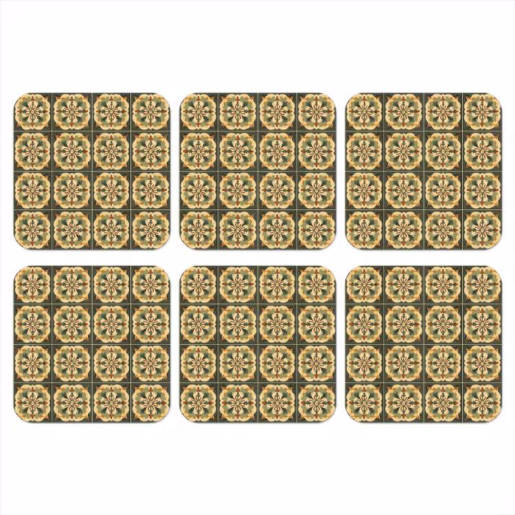 Ornament - Patroon - Groen onderzetter kurk middel 366 -3d