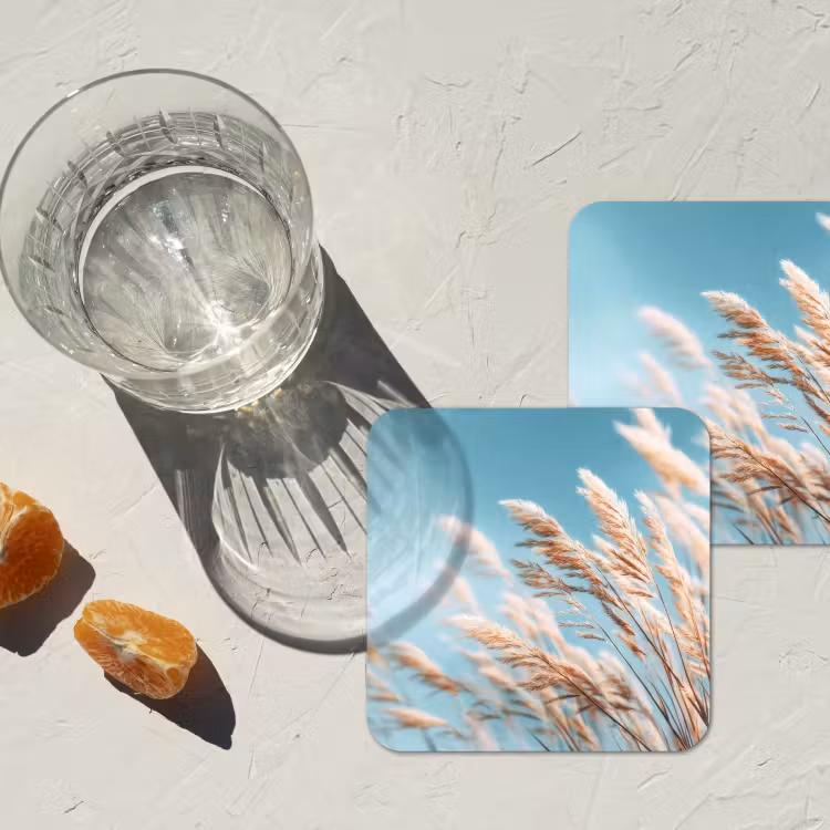 Siergras - Wind - Lichtbruin onderzetter kurk middel -sfeer4
