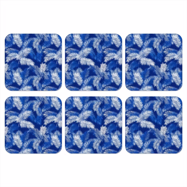 Palmblad - Patroon - Blauw onderzetter kurk middel 366 -3d