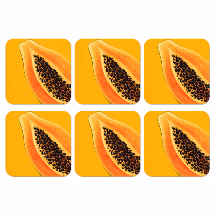 Papaja - Oranje - Topisch onderzetter kurk middel -3d