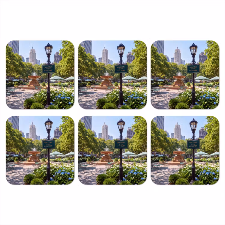 Park - Fontein - Stad - Natuur onderzetter kurk middel -3d