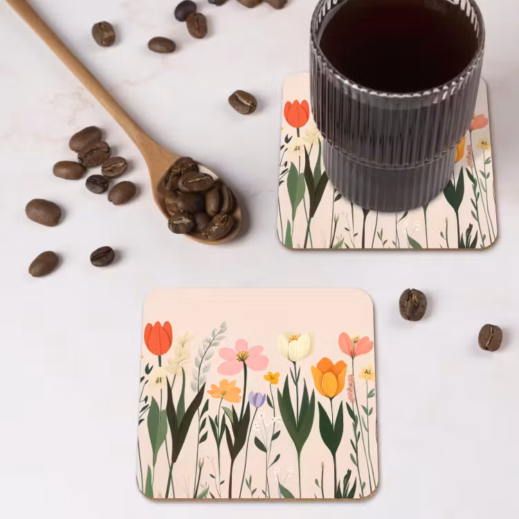 Pasteltinten - Bloemen - Illustratie onderzetter kurk middel -sfeer2