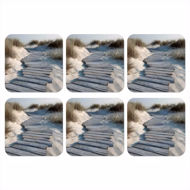 Pad - Planken - Duinen - Gras onderzetter kurk middel -3d