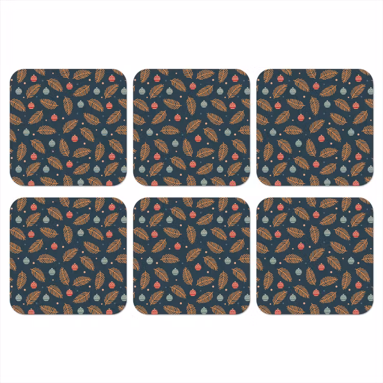 Patroon - Kerst - Symbolen - Donkerblauw onderzetter kurk middel 366 -3d