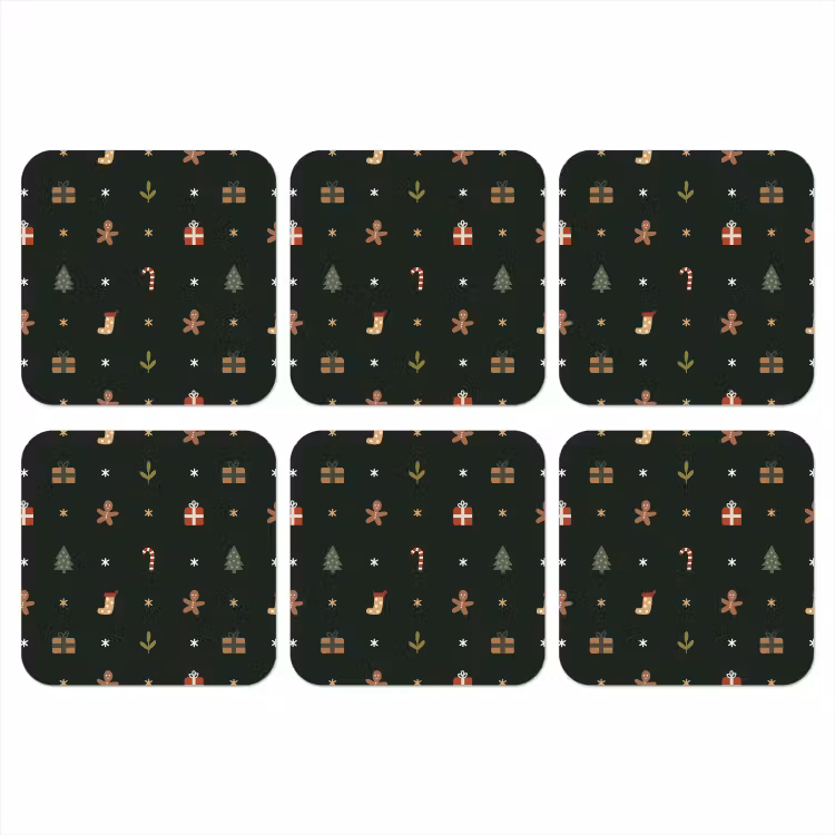 Patroon - Kerstsymbolen - Groen onderzetter kurk middel 366 -3d