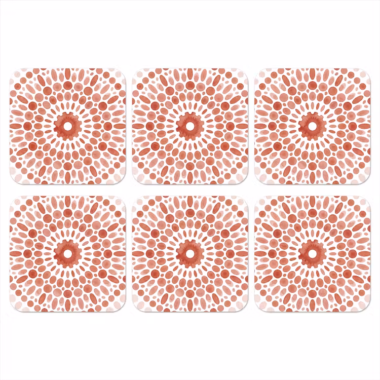 Patroon - Cirkels - Abstract - Modern - Rood onderzetter kurk middel -3d