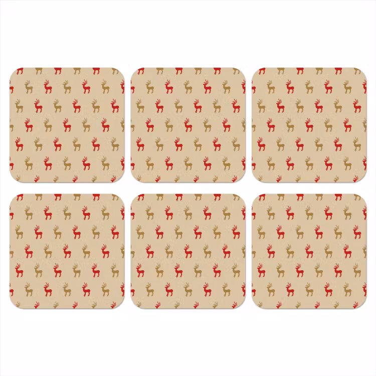 Patroon - Herten - Beige onderzetter kurk middel 366 -3d