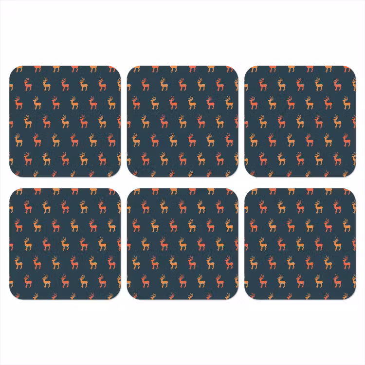 Patroon - Herten - Blauw onderzetter kurk middel 366 -3d