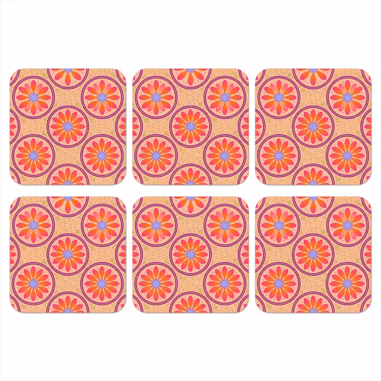 Patroon - Bloemen - Decoratief - Kleurrijk - Modern onderzetter kurk middel -3d