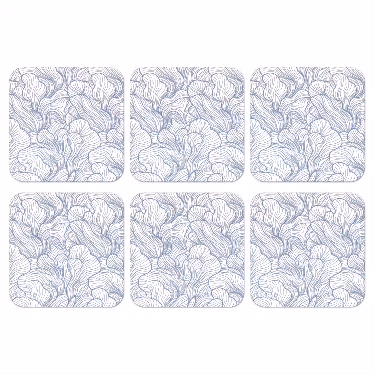 Patroon - Lijnen - Organisch - Abstract - Blauw onderzetter kurk middel -3d