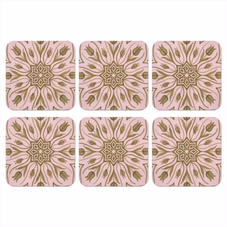 Patroon - Mandala - Decoratie - Abstract - Groen onderzetter kurk middel -3d
