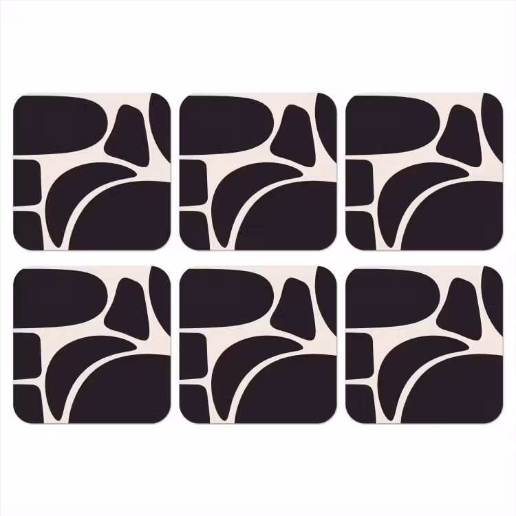 Coaster - Pattern - Organic - Black - Patroon - Organisch - Zwart onderzetter kurk middel