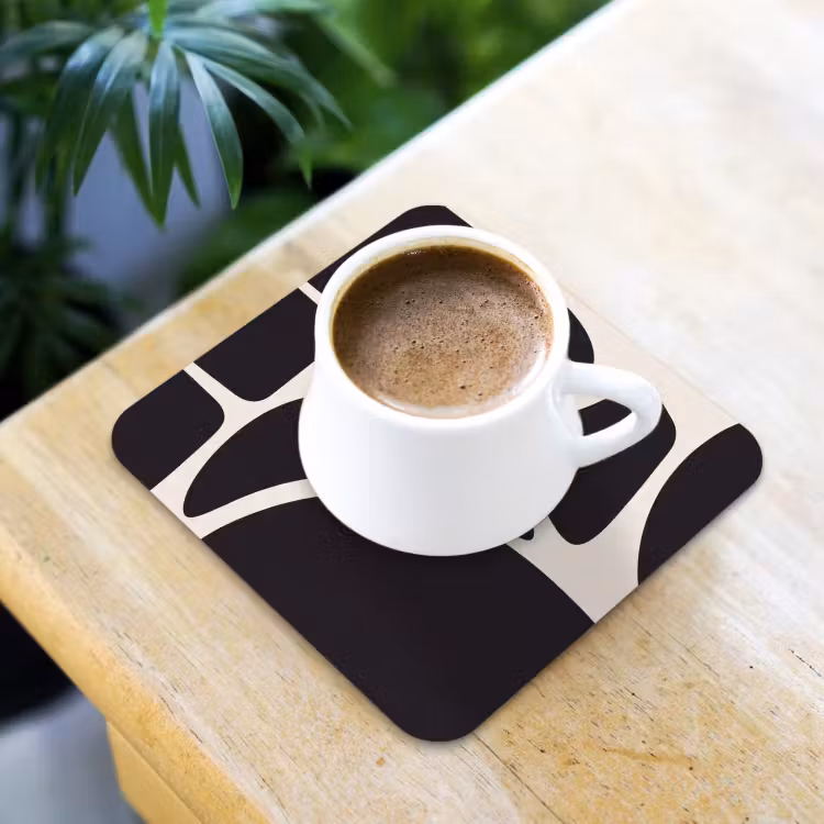 Coaster - Pattern - Organic - Black - Patroon - Organisch - Zwart onderzetter kurk middel