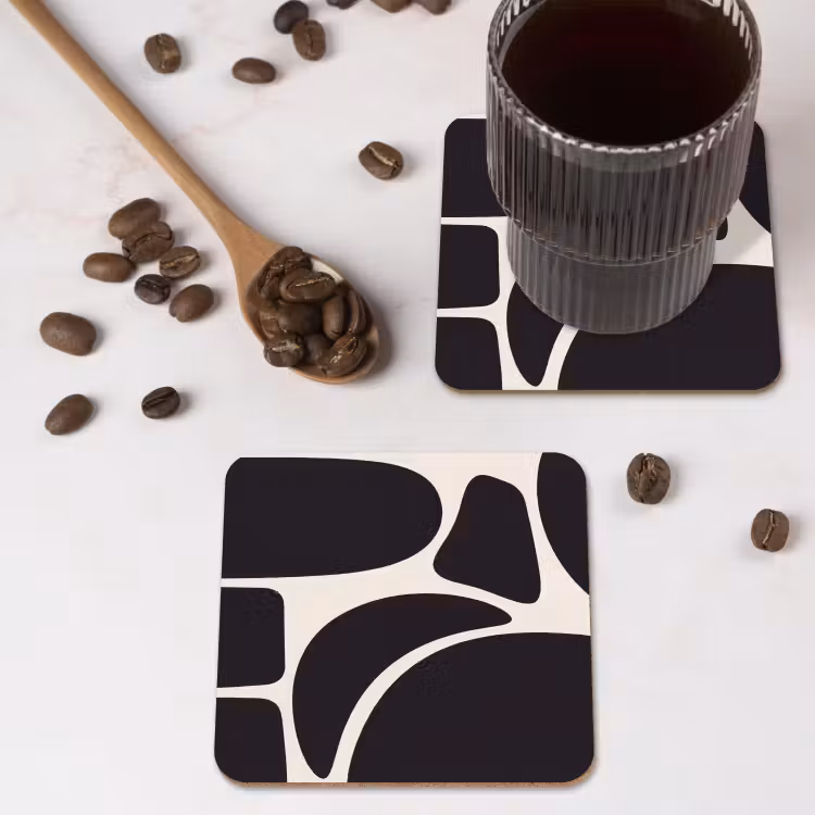 Coaster - Pattern - Organic - Black - Patroon - Organisch - Zwart onderzetter kurk middel