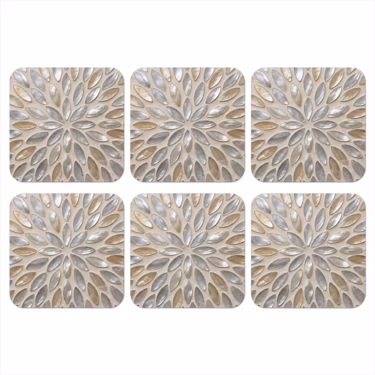 Patroon - Ovaal - Glanzend - Abstract - Beige onderzetter kurk middel -3d