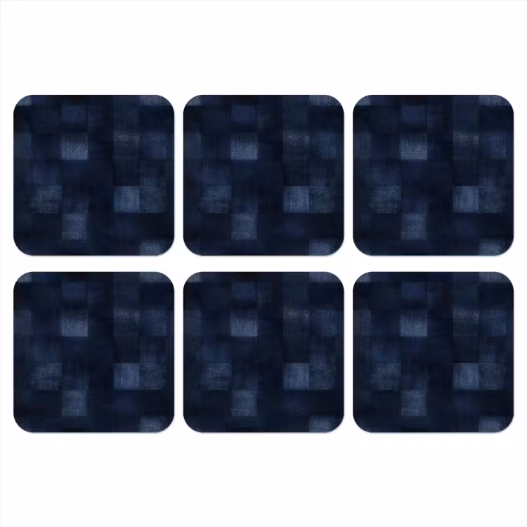 Patroon - Ruit - Marineblauw onderzetter kurk middel 366 -3d