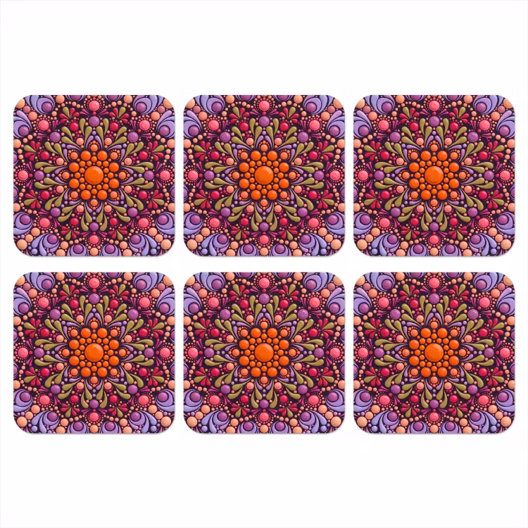 Patroon - Stippen - Abstract - Modern - Kleurrijk onderzetter kurk middel -3d