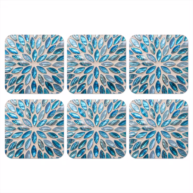 Patroon - Glans - Abstract - Blauw - Decoratie onderzetter kurk middel -3d