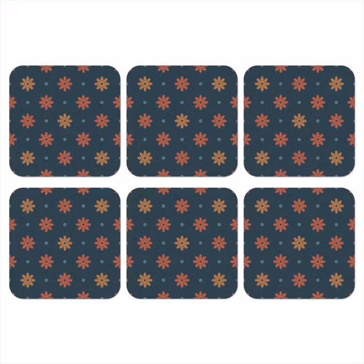 Patroon - Sneeuwvlokken - Blauw onderzetter kurk middel 366 -3d