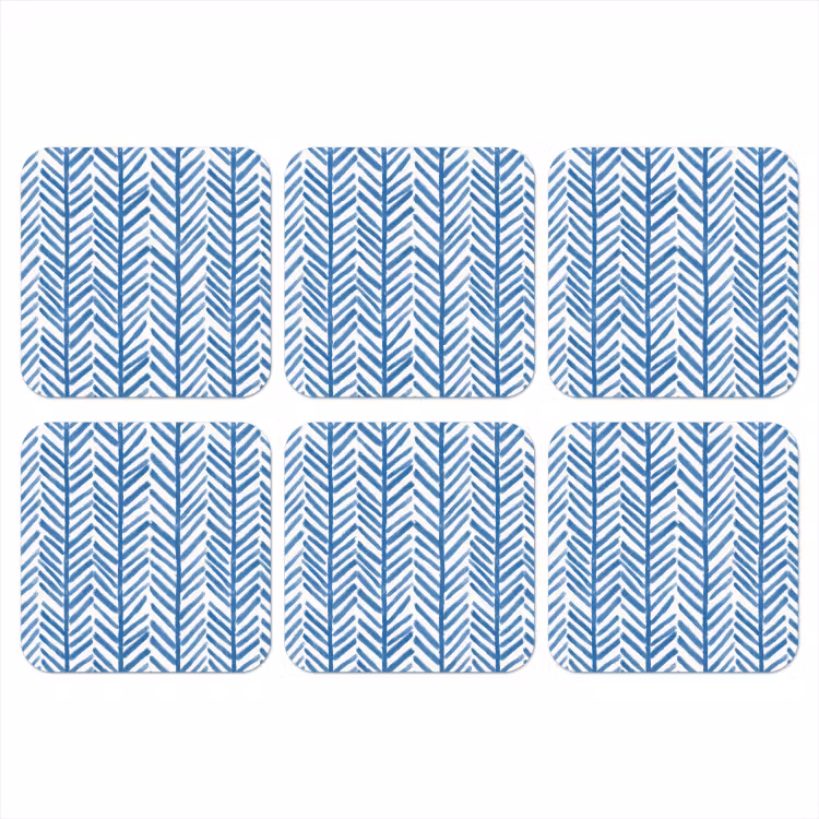 Patroon - Streep - Blauw onderzetter kurk middel 366 -3d