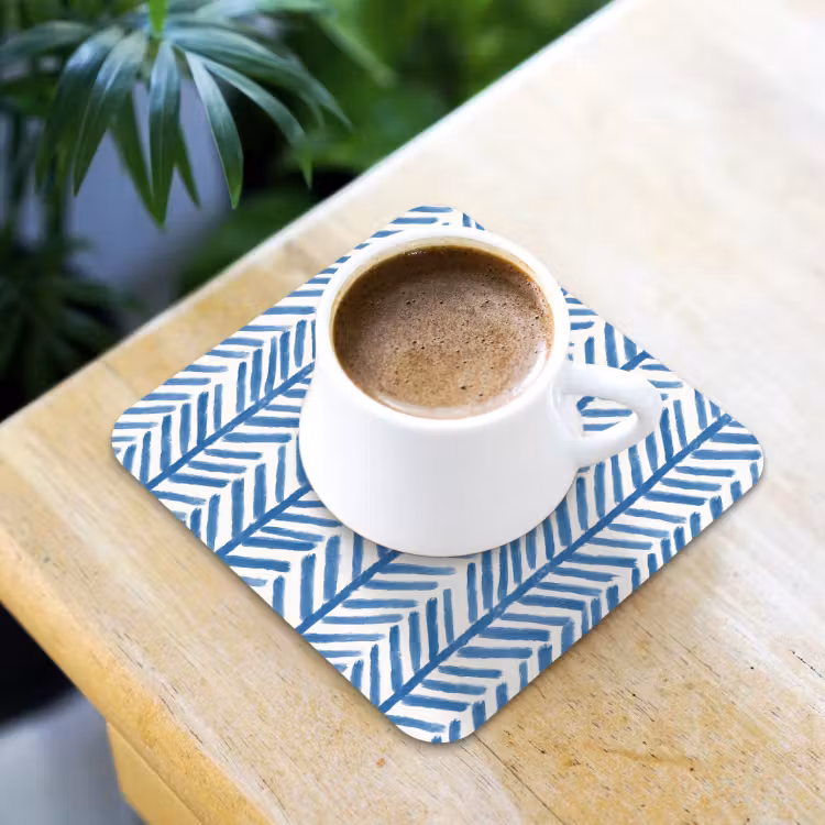 Patroon - Streep - Blauw onderzetter kurk middel 366 -sfeer5