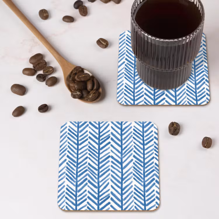 Patroon - Streep - Blauw onderzetter kurk middel 366 -sfeer2