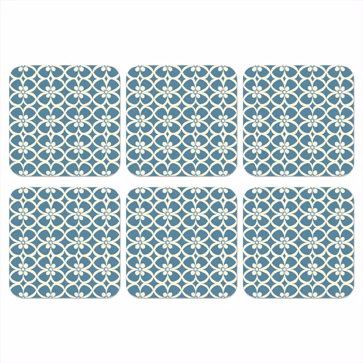 Patroon - Symmetrisch - Blauw onderzetter kurk middel 366 -3d