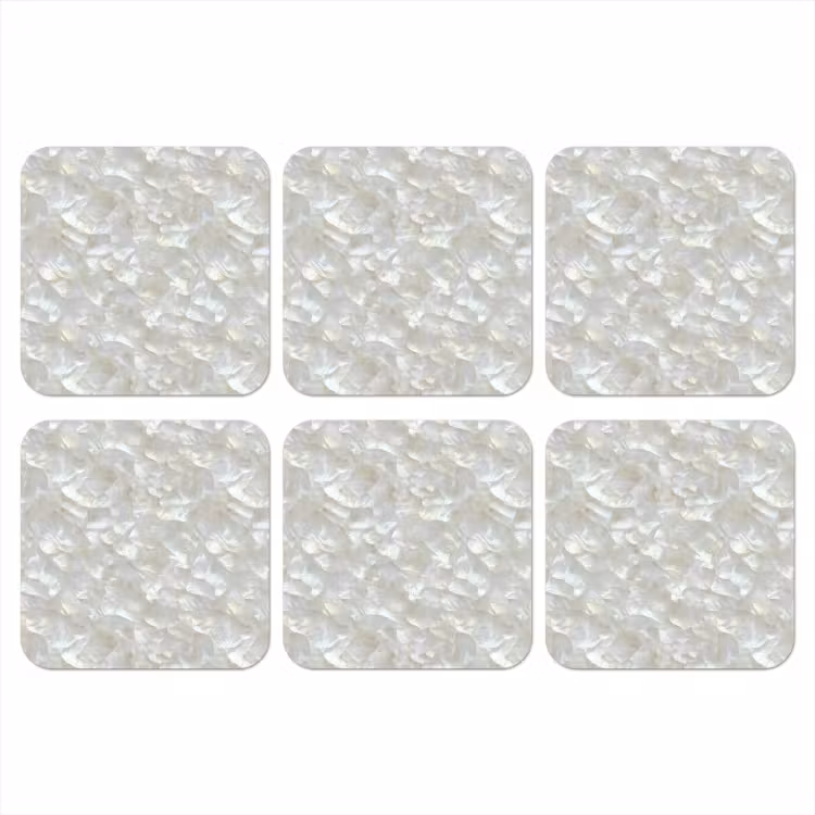 Parelmoerglans - Wit - Schelp onderzetter kurk middel 366 -3d