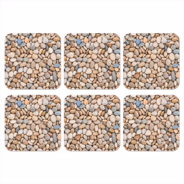 Kiezelstenen - Natuur - Textuur - Beige - Grijs onderzetter kurk middel -3d