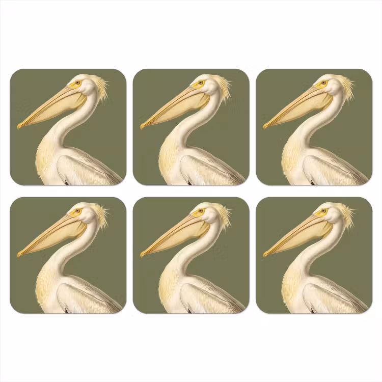 Pelikaan - Wit - Vogel - Klassiek - Natuur onderzetter kurk middel -3d