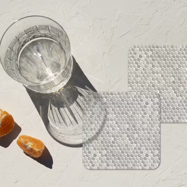 Penny - Mozaïek - Lichtgrijs onderzetter kurk middel 366 -sfeer4