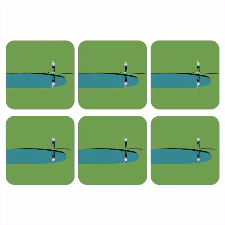 Persoon - Golf - Water - Blauw onderzetter kurk middel -3d