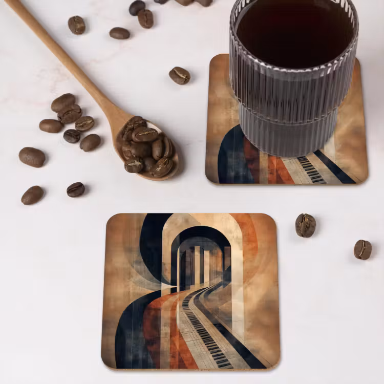 Piano - Toetsen - Abstract onderzetter kurk middel -sfeer2
