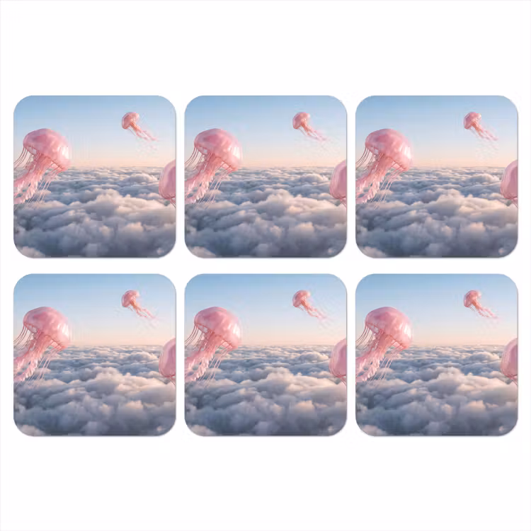 Coaster - Pink Animal - Clouds - Roze dier - Wolken onderzetter kurk middel