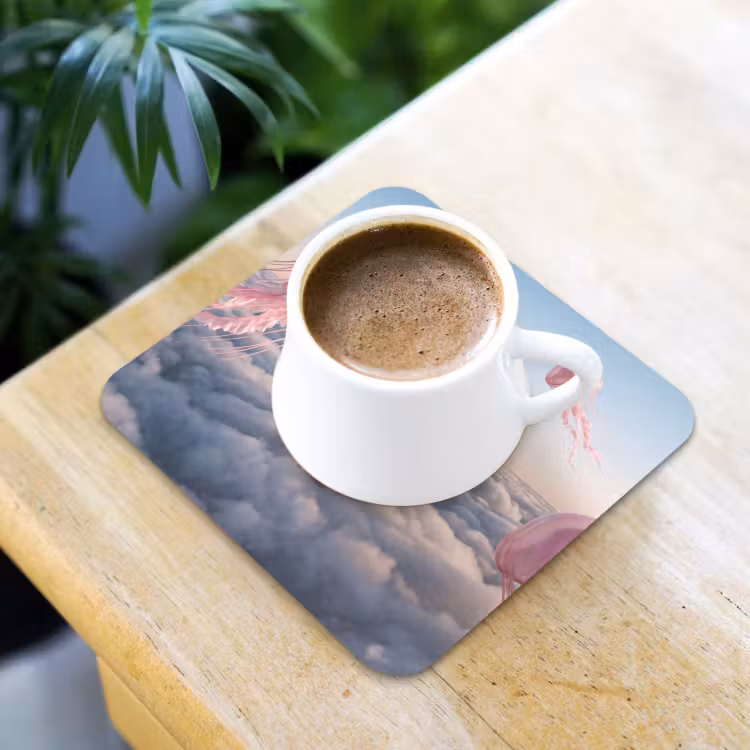 Coaster - Pink Animal - Clouds - Roze dier - Wolken onderzetter kurk middel