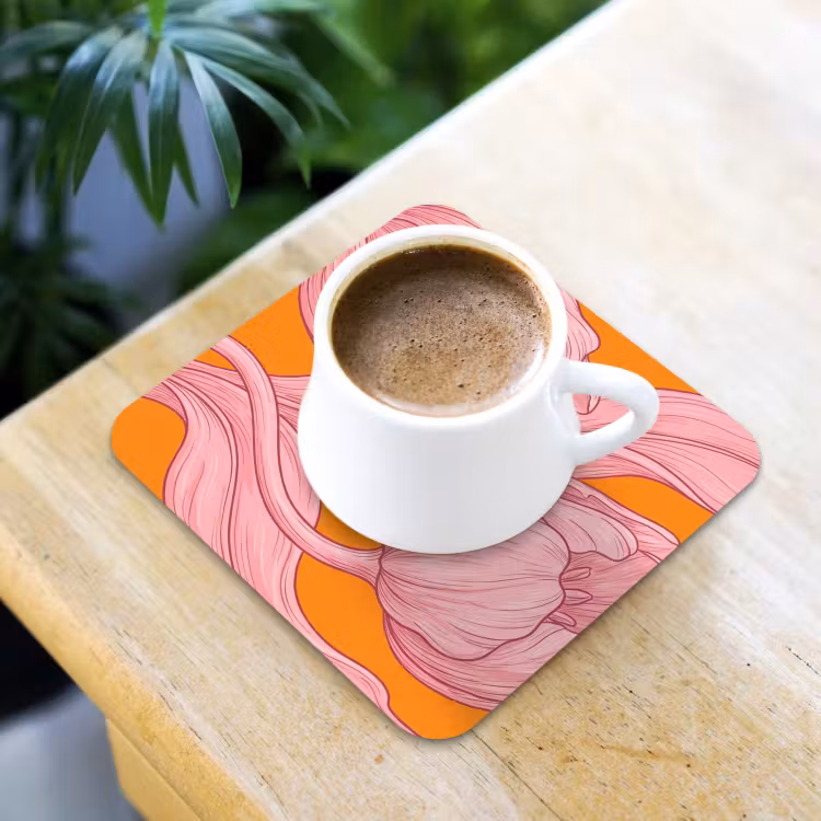 Coaster - Pink Flowers - Modern - Roze bloemen - Modern onderzetter kurk middel